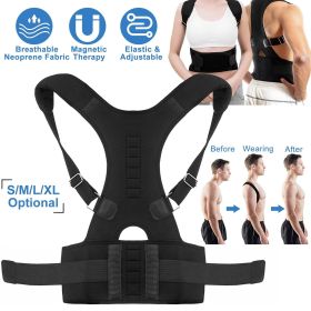 Unisex Posture Corrector Support Magnetic Lumbar Back Posture Support Belt Adjustable Upper Back Braces Clavicle Shoulder Brace Belt Pain Relief (size: L)