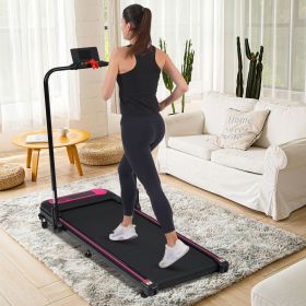 NEW Folding Walking Pad Under Desk Treadmill for Home Office -2.5HP Walking Treadmill With Incline 0.5-7.5MPH 300LBS Capacity Treadmill for Walki (Material: Metal, Color: Pink+Black)