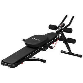Multi-Purpose Ab Workout Equipment, Foldable Ab Machine, Adjustable Sit Up Bench & Weight Bench, Abdominal Cruncher with Resistance Bands & LCD D (Option: Black-1150x360x190 mm)